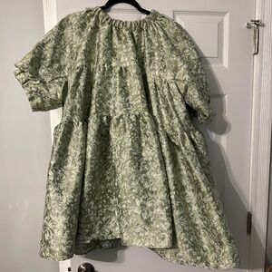 Sister Jane Thimble jacquard mini dress in soft baby green metallic